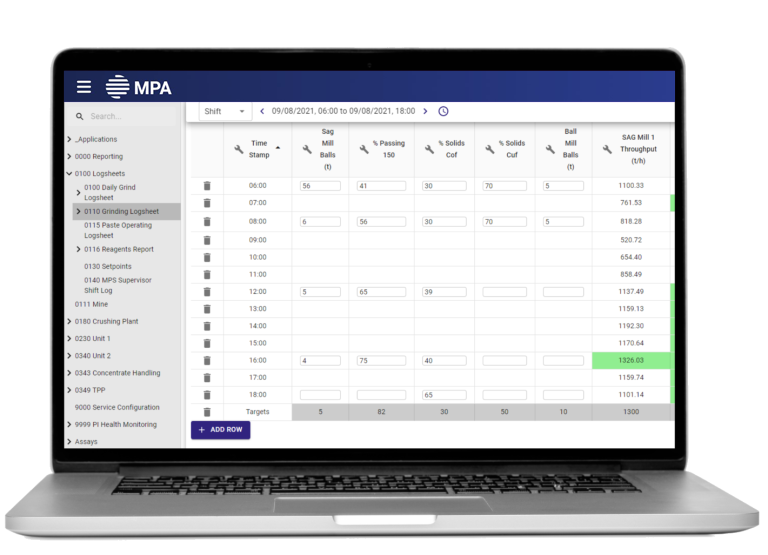 mpa logsheets on a laptop