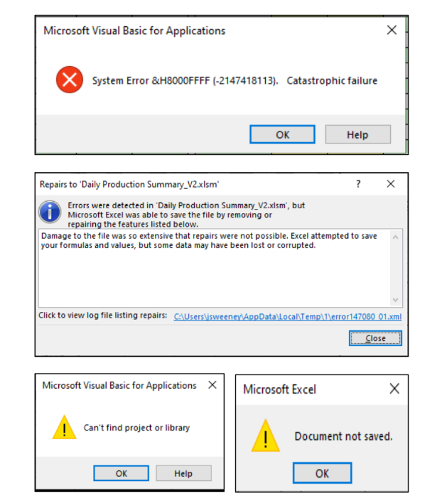 error messages