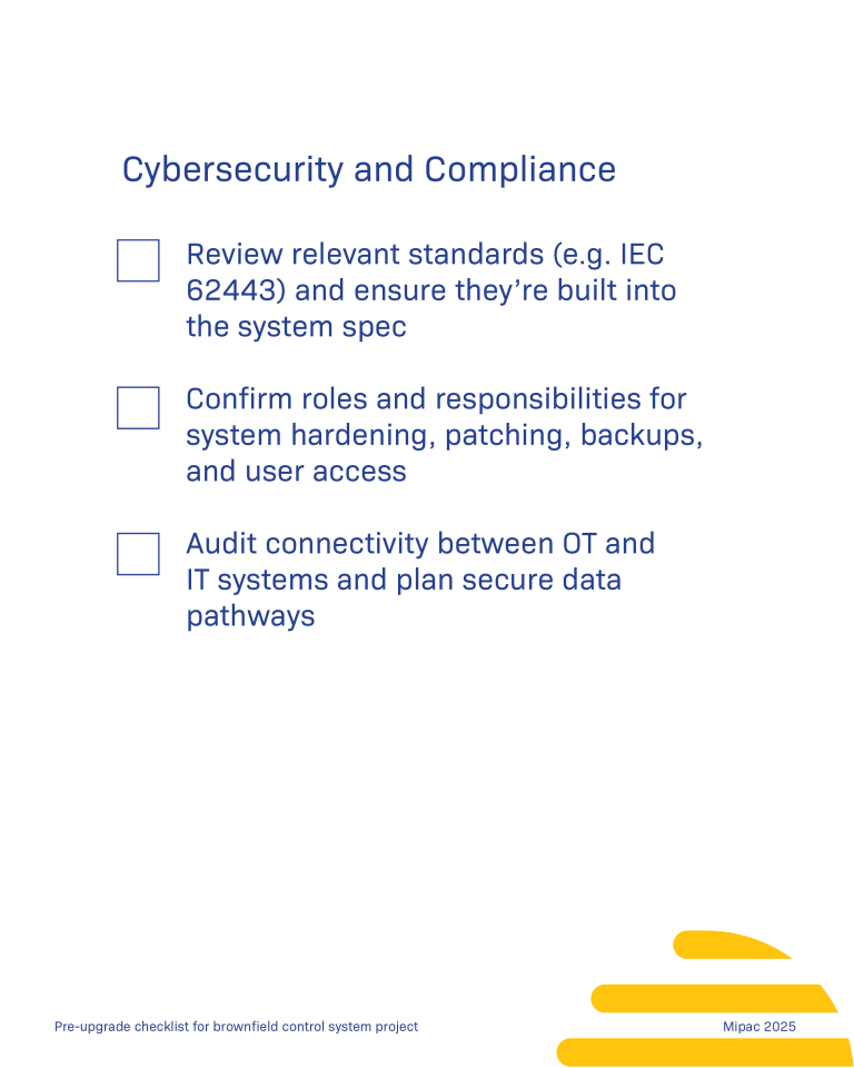 Checklist for brownfield control system upgrades8