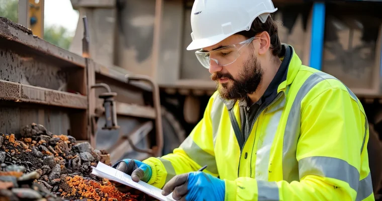 Site Engineer making audit Notes Site audit