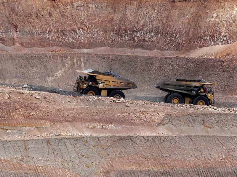Trucks in West Must musgrave Two trucks on a mine site at West Musgrave